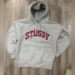 Stussy Gray Hoodie with Red Logo